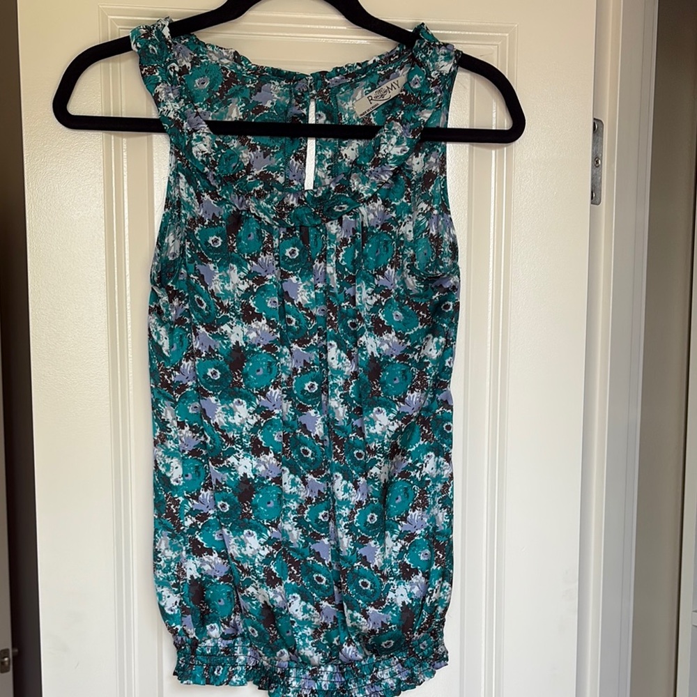 Romy Floral Tank Top - Teal and Black